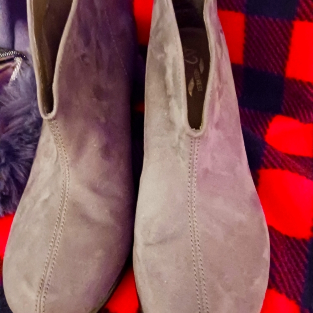 Gray Faux Suede Boots